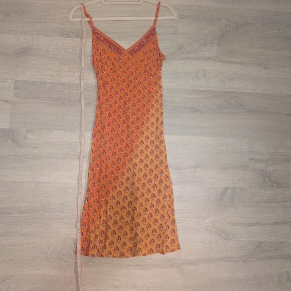 Vintage orange midi slip dress - Picture 4 of 10